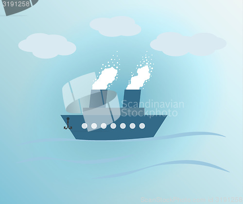 Image of blue background with ship