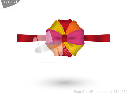 Image of red, yellow, pink and orange elegant bow