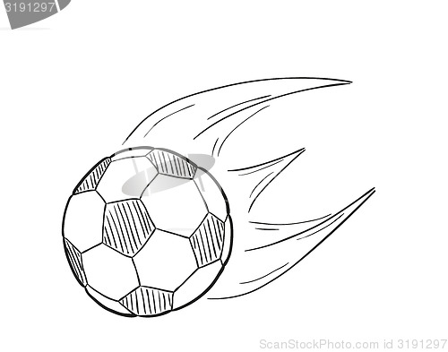 Image of sketch of the flying football ball with flames