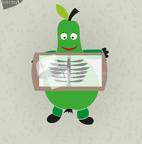 Image of funny illustration - pear and rentgen