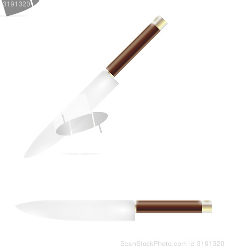 Image of two sharp wooden knifes on white background