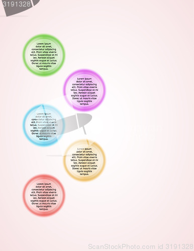 Image of infographics - five color circle panels