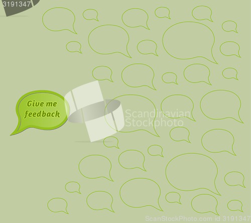 Image of give me feedback speech bubble with empty bubbles