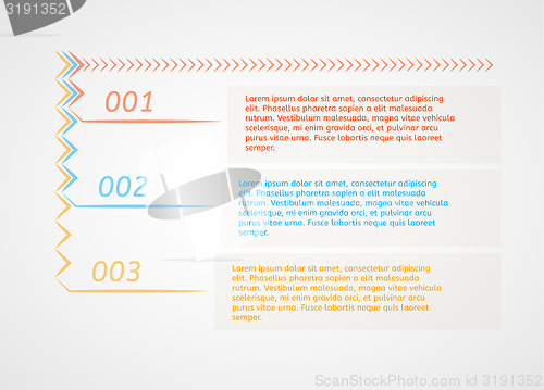 Image of infographics - three color options with arrows