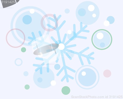 Image of abstract christmas snow flake and balls