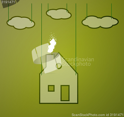 Image of green background with house