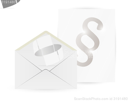 Image of envelope and paper with paragraph