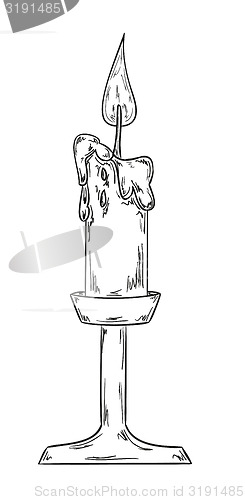 Image of candlestick with burning candle sketch