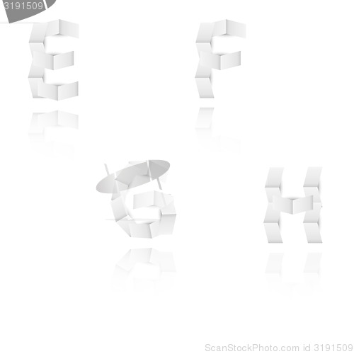 Image of paper alphabet letters / font, E, F, G, H