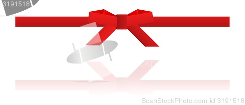 Image of green bow and green ribbon on white background
