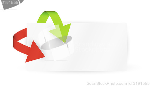 Image of red and green arrows and paper