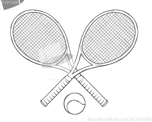 Image of two tenis rackets and ball