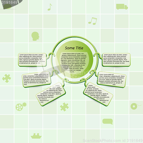 Image of field of green squares and green info element