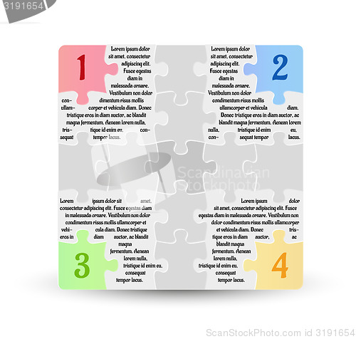 Image of infographics - four options with puzzle pieces