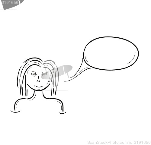 Image of sketch of the girl and speak bubble
