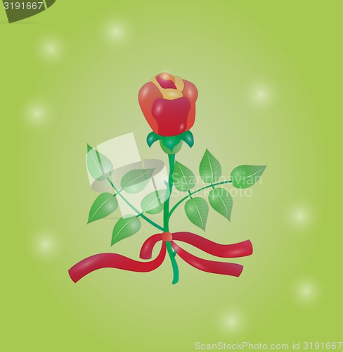 Image of red rose with ribbon