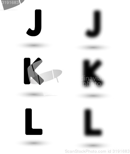 Image of sharp and unsharp alphabet letters / font