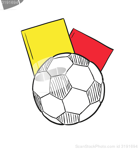Image of sketch of the football ball and two cards