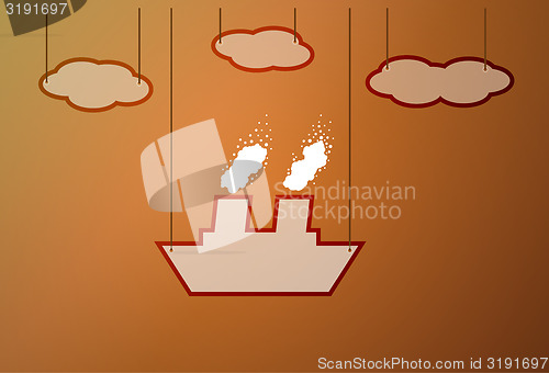 Image of orange background with ship