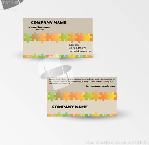 Image of modern puzzle business card vector template