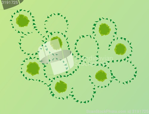 Image of abstract green pieces in wind