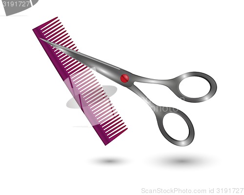 Image of small comb and scissors