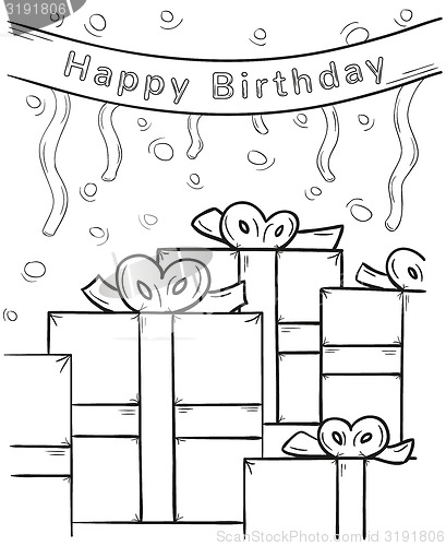 Image of happy birthday and gifts