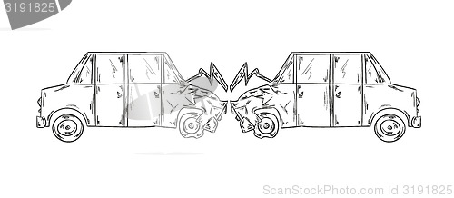 Image of accident of two cars sketch