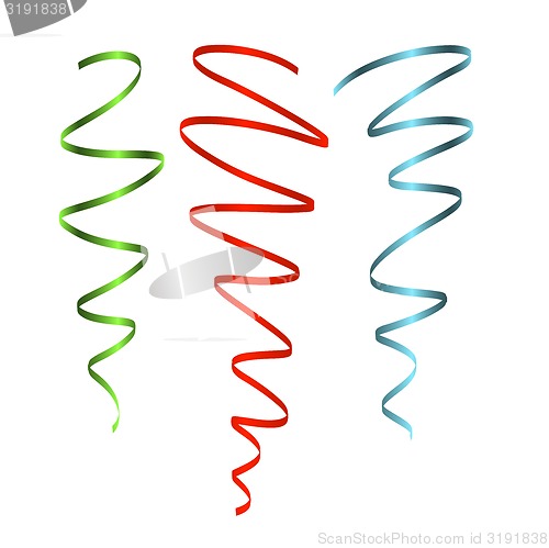 Image of twisted shining ribbons with different colors on white backgroun