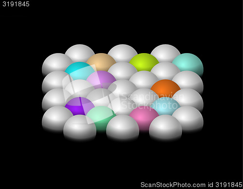 Image of silver and color half-spheres