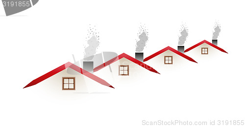 Image of houses and smoking roofs