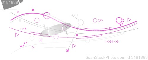 Image of purple lines, circles and different symbols