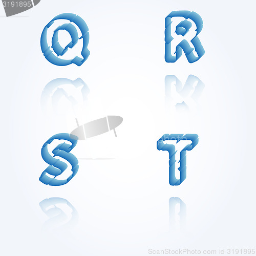 Image of sketch jagged alphabet letters, Q, R, S, T