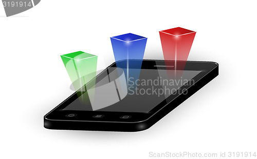 Image of smartphone with three color elements