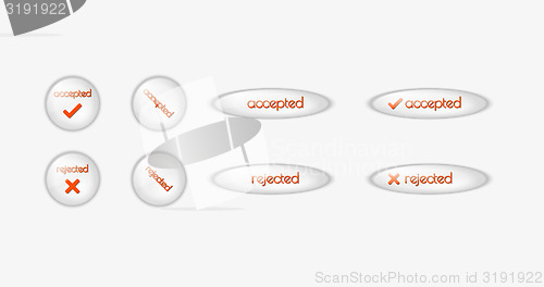 Image of buttons with accepted and rejected text