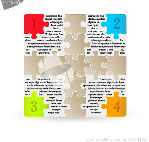 Image of infographics - four steps with puzzle pieces
