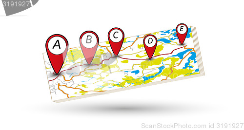 Image of paper map and marks