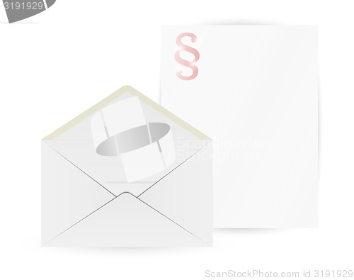 Image of envelope and paper with paragraph