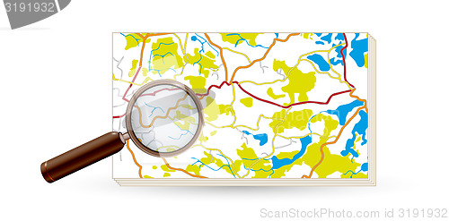 Image of map and magnifying glass