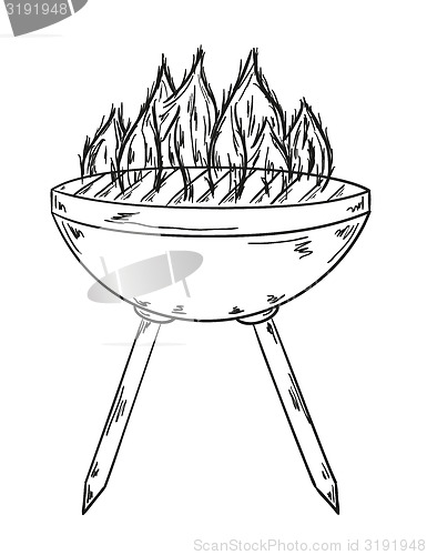 Image of sketch of the grill with big flames