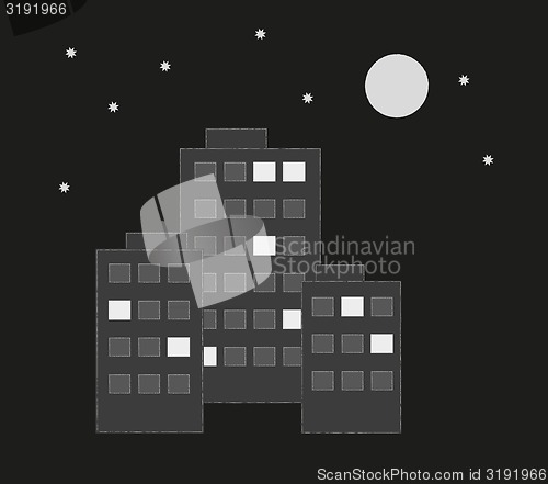 Image of houses or prefabs in the night