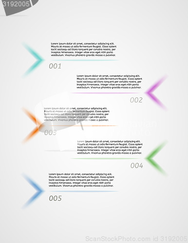 Image of infographics - five color options with arrows