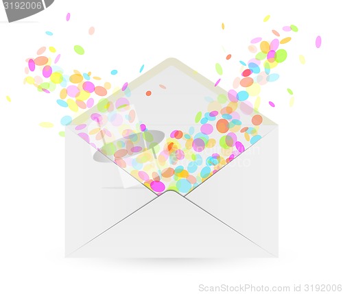 Image of envelope and falling confetti