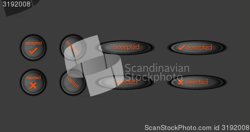 Image of buttons with accepted and rejected text