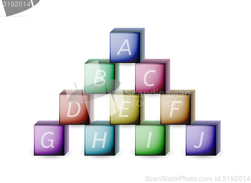 Image of cubes and letters