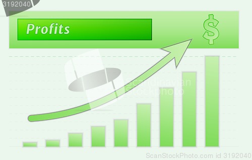 Image of green lined graph with arrow representing growing profits