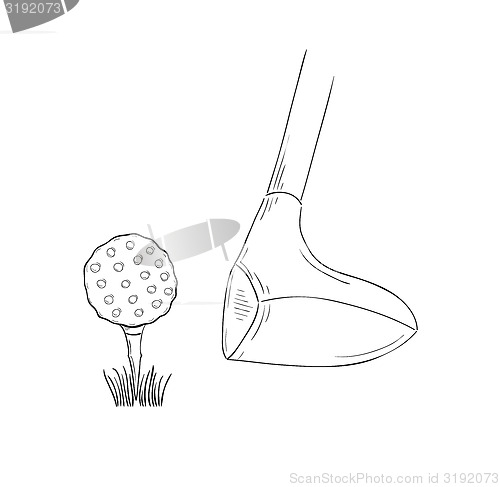 Image of sketch of the golf ball and golf club