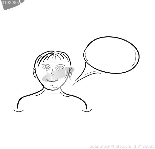 Image of sketch of the girl and speak bubble