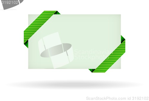 Image of green gift card with dashed ribbon