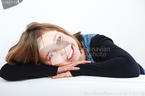 Image of Portrait of schoolgirl smiling